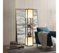 Homcom Shelf Floor Lamp With Dual Light, For Living Room, Bedroom In Brown Brown