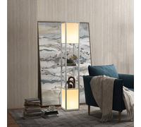 HOMCOM 3-Tier Floor Lamp with Shelves and Storage, Modern Standing Lamp with Lampshade, Reading Light with Chain & Foot Switch for Living Room, Bedroom, Home Office, Bulb not Included, Light Grey