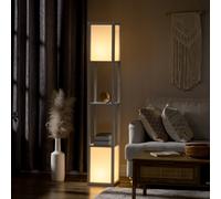 HOMCOM Shelf Floor Lamp with Dual Light, for Living Room, Bedroom, White