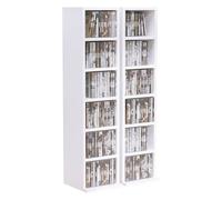 HOMCOM Set Of 2 CD Media Display Tower Units Adjustable Shelves White, White