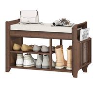 HOMCOM Shoe Bench Cushioned Seat 80 cm in Dark Brown HOMCOM Dark Brown