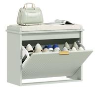 HOMCOM Shoe Bench, Padded Seat Cushion, Flip-Drawer, 62x26x47.5cm, Green