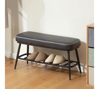 Homcom Shoe Bench, Pu Leather Shoe Storage Bench For Entryway, Charcoal Grey