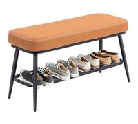 HOMCOM Shoe Bench - PU Leather Shoe Storage Bench for Entryway - - Brown | TJ Hughes