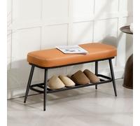 HOMCOM Shoe Bench, PU Leather Shoe Storage Bench for Entryway in Brown HOMCOM Brown