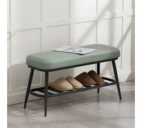 HOMCOM Shoe Bench, PU Leather Shoe Storage Bench for Entryway in Green HOMCOM Green