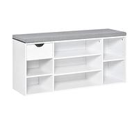 HOMCOM Shoe Bench, Shoe Rack, Seat Cushion, Storage Cabinet, Drawer, White