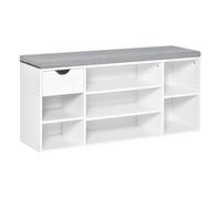 HOMCOM Shoe Bench, Shoe Rack, Seat Cushion, Storage Cabinet, Drawer, White | 7 Compartments, Adjustable Shelves, Entryway Hallway Living Room
