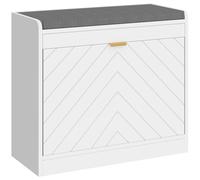 Homcom Shoe Bench With 1 Flip Drawer, Cushion, 5 Pairs For Entryway White White