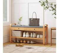 HOMCOM Shoe Bench with 2 Drawers Cushioned Seat 105 cm