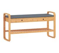 HOMCOM Shoe Bench with 2 Drawers Cushioned Seat Shoe Storage Bench for Hallway 105 cm Natural and Grey