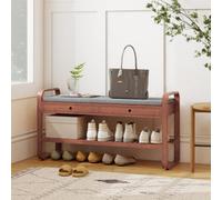 HOMCOM Shoe Bench with 2 Drawers Cushioned Seat 105 cm