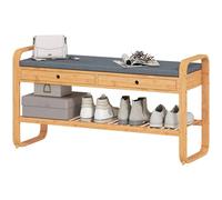 HOMCOM Shoe Bench with 2 Drawers Cushioned Seat 105 cm