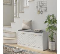 HOMCOM Shoe Storage Bench with 2 Flip Drawers - White