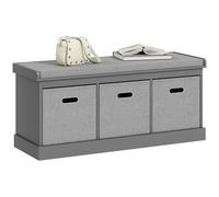 HOMCOM 3 Fabric Drawer Grey Shoe Storage Bench