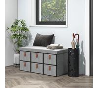 HOMCOM Shoe Bench With Seat - Shoe Storage Bench With Fabric Drawers - Light Grey | TJ Hughes