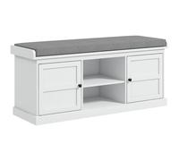 HOMCOM Shoe Storage Bench With Cushion For Hallway White, White