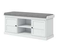 Homcom Shoe Bench With Cushioned Seat Adjustable Shelf For Hallway In White White