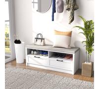 HOMCOM Shoe Bench with Removable Cushion, Open Compartments and Drawers
