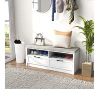 HOMCOM Shoe Bench with Removable Cushion, Open Compartments and Drawers