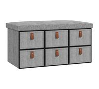 HOMCOM Shoe Bench with Seat, Shoe Storage Bench with Cushion and 6 Fabric Drawers for Entryway, Hallway, Living Room, Bedroom, Light Grey Aosom UK