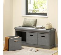 HOMCOM Shoe Bench with Seat, Shoe Storage Bench with Fabric Drawers, Grey