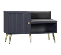 HOMCOM Shoe Bench with Storage Shoe Cabinet with Seating Cushion Grey | Open Compartment, Table Top, Entryway, Hallway