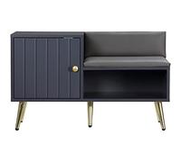 HOMCOM Modern Shoe Bench with Storage, Shoe Cabinet with Seat Cushion, Door Cupboard, Compartment and Steel Legs - Grey