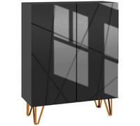Homcom Shoe Cabinet 2 Door Gloss Black/Gold
