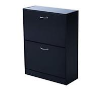 HOMCOM Shoe Cabinet 833-170BK Metal, Particle Board Black, White 600 mm x 240 mm x 800 mm