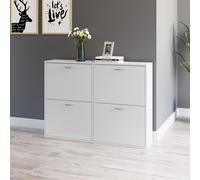 HOMCOM Wooden Shoe Cabinet Multi Cabinet Flip Down Shelf Drawer Organiser for Hallway in White HOMCOM White