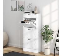 HOMCOM Shoe Cabinet w/ 4 Drawers Shoe Storage Organiser for 18 Pairs Black in White HOMCOM White