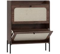 HOMCOM Shoe Cabinet with 2 Flip Drawers, Boho Narrow Shoe Storage Cabinet, Dark Brown