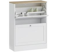HOMCOM Shoe Cabinet with 2 Flip Drawers, Narrow Shoe Storage Cabinet, Freestanding Slim Shoe Rack for Entryway, Hallway, White