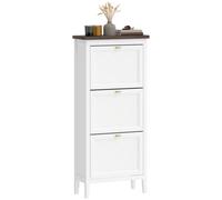 Homcom Shoe Cabinet With 3 Flip Drawers, Narrow Shoe Storage Cabinet, White