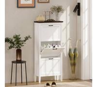 HOMCOM Shoe Cabinet with 3 Flip Drawers, Narrow Shoe Storage Cabinet - White - 60 x 26.5 x 133.7 cm