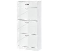 HOMCOM Shoe Cabinet with 4 Drawers Storage Cupboard with Flip Doors for 18 Pairs in White HOMCOM White