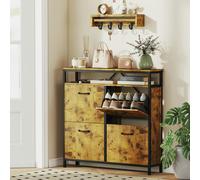 HOMCOM Shoe Cabinet with 4 Flip Drawers, Holds 12-20 Pairs, Cement Grey