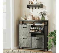 HOMCOM Shoe Cabinet with 4 Flip Drawers, Holds 12-20 Pairs, Cement Grey - Cement Grey