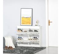 Homcom Shoe Cabinet With 4 Flip Drawers Storage Cupboard With Adjustable In White White