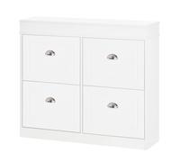 Homcom Shoe Cabinet With 4 Flip Drawers Storage Cupboard With Adjustable In White White