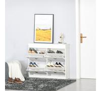 HOMCOM Shoe Cabinet with 4 Flip Drawers Storage Cupboard with Adjustable Shelf - White