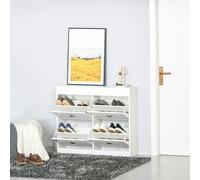 Shoe Cabinet with 4 Flip Drawers and Adjustable Shelf White