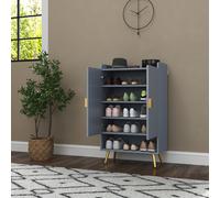 Shoe Cabinet with Beadboard Doors for 15 Pairs of Shoes, Light Grey HOMCOM Light Grey One Size