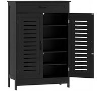 HOMCOM Shoe Cabinet with Louvered Doors, Modern Shoe Storage Cabinet with Drawer and Adjustable Shelves, Black