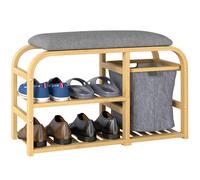 Shoe Rack Bench with Seat for Hallway, Entryway, Nature Wood Finish HOMCOM Natural One Size