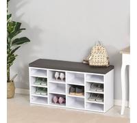 Homcom Shoe Rack W/ 14 Compartments Cushion Moving Shelves For Home In White White