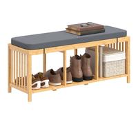HOMCOM Shoe Rack with Seat, Bamboo Storage Bench, Natural Wood Finish HOMCOM Natural