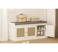 HomCom Shoe Storage Bench: HomCom Entrance Shoe Bench with Woven Rattan-Effect Doors (105W x 35D x 47H cm)