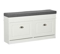 HOMCOM Shoe Storage Bench Seat Cushion, Cabinet Organizer W/ Drawers